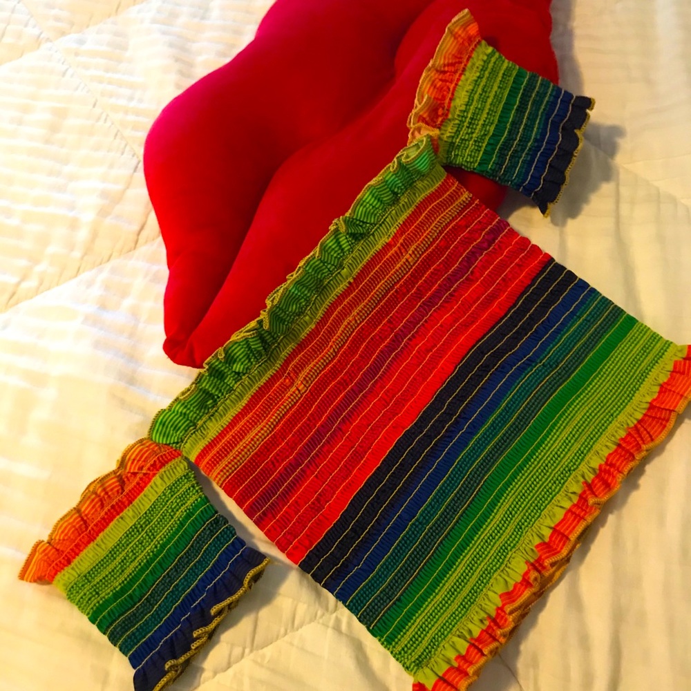 Cute Stretchy Rainbow off the shoulder top